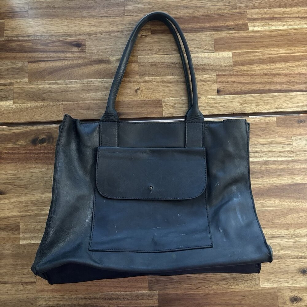 Able Leather Handbag Purse Faded Black Zip Boho Minimalist Neutrals FLAWS AS IS